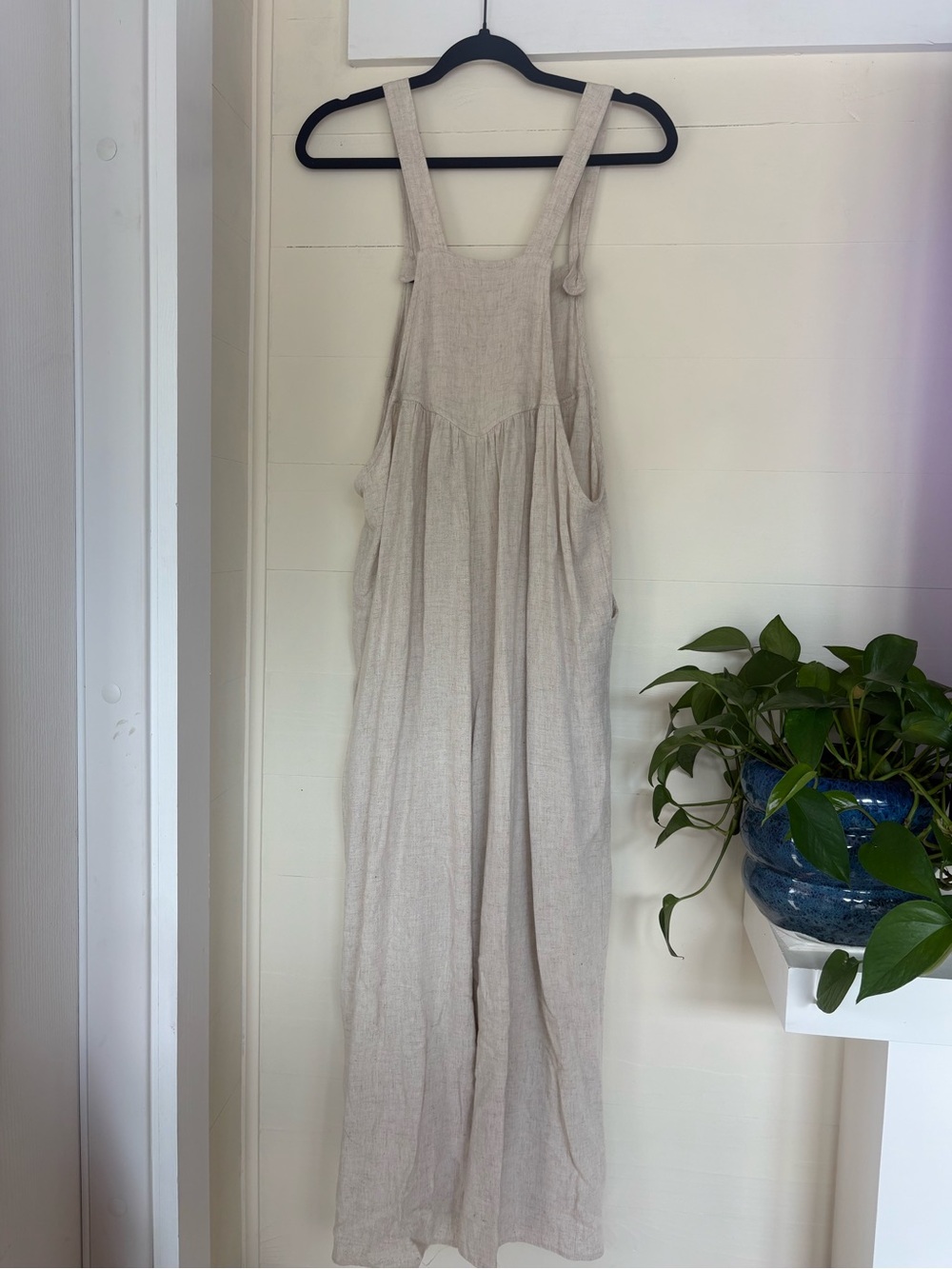 Kori Natural Beige Wide-Leg Linen-Blend Jumpsuit - Picture 3 of 8